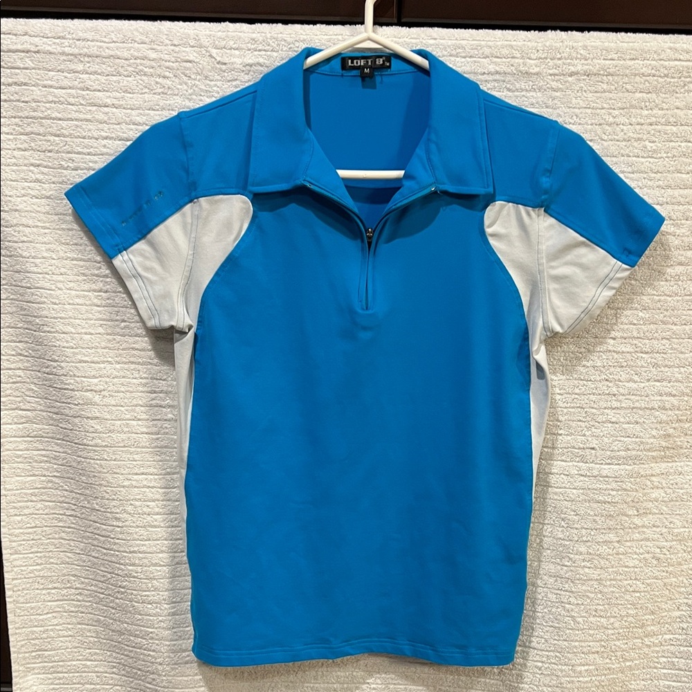 Women's Blue and Gray Short Sleeve Golf Polo Shirt
